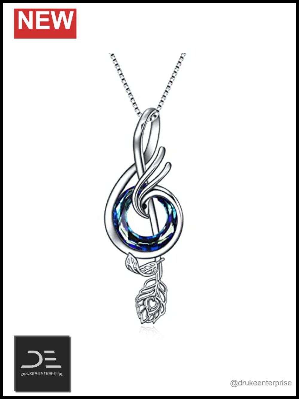 Sterling Silver Phoenix Music Pendant Necklace with Crystal Circle, Adjustable